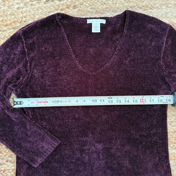 Vintage Sarah Spencer Medium Deep Burgundy Cozy Chenille V Neck Sweater - Picture 4 of 6